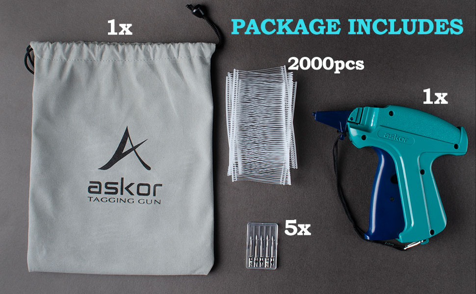 ASKOR Tagging Gun for Clothing【2000pcs Barbs, 6 Metal