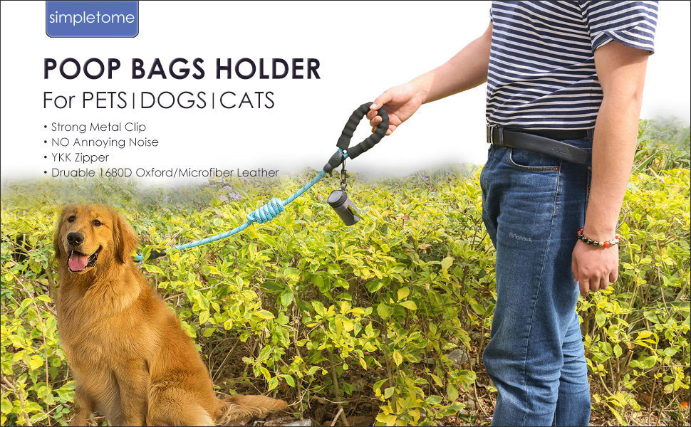 simpletome Dog Waste Bag Dispenser for Leash Belt Waterproof 1680D