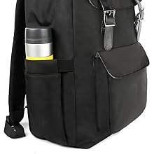 The fashion unisex backpack's main compartment is with zipped closure,water-bottle pockets on both
