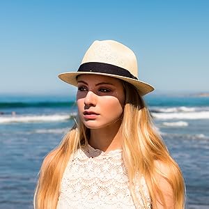 ULTRAFINO Ascot Golf Vented Panama Straw Hat Dress Cap