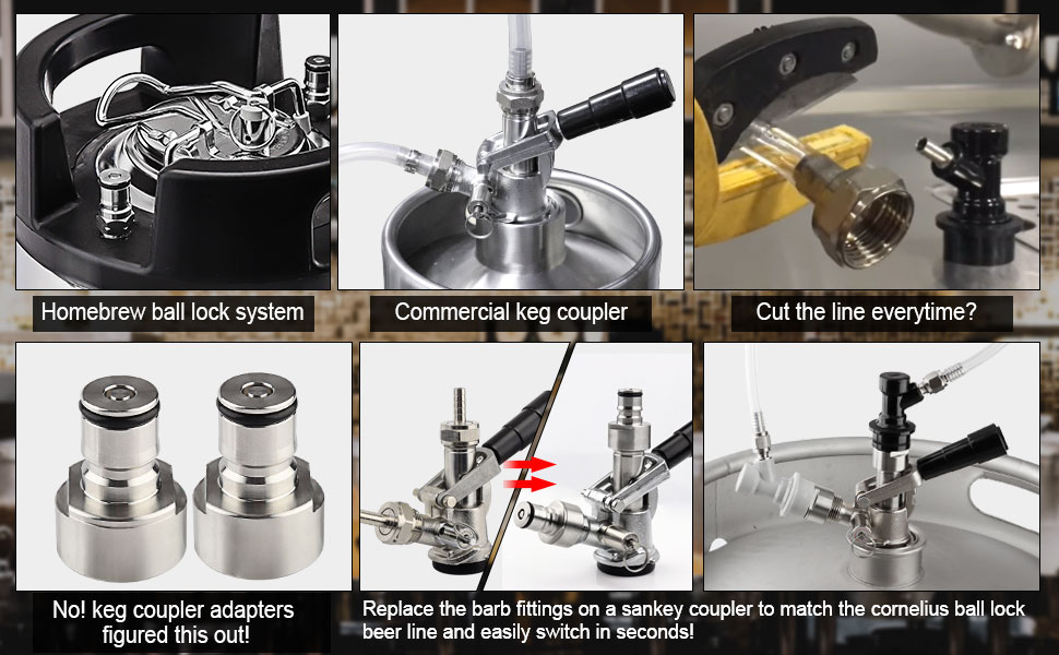 FERRODAY Ball Lock Keg Coupler Adapter Sankey to Ball