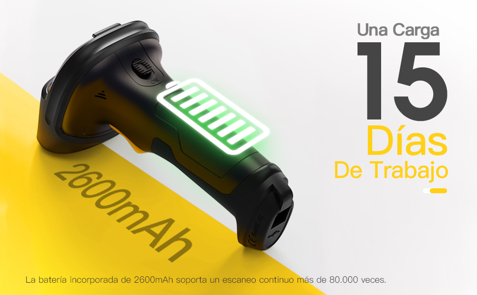 Inateck Lector de códigos de Barras Escáner Láser Inalámbrico 2.4GHz