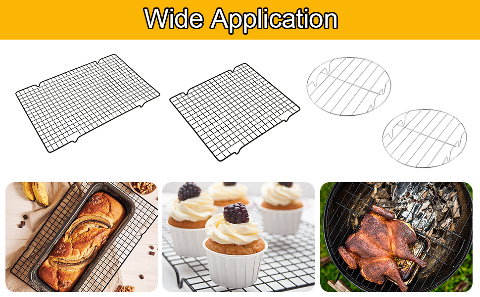 Fuyamp 4 Pack Cooling Racks for Cooking and Baking Thick Wire Stainless Steel Baking