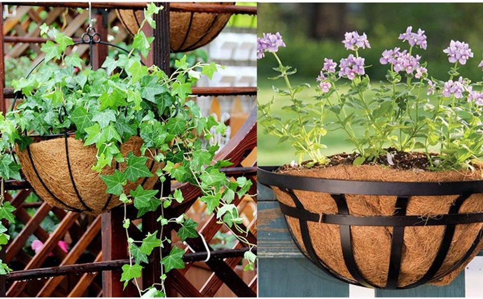 Aeutwekm 3 Hanging Basket Liner, Coco Fiber Liners for Half Round and Trough Hanging Baskets