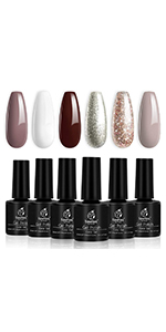 Beetles Holiday Gel Nail Polish Set - 6 Colors Burgundy Red Champagne Gold Gel Polish Kit