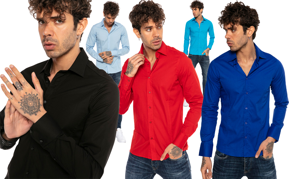 Red Bridge Herren Hemd Langarm lange Ärmel Slim Fit Figurbetont Klassisch Casual Business Schick