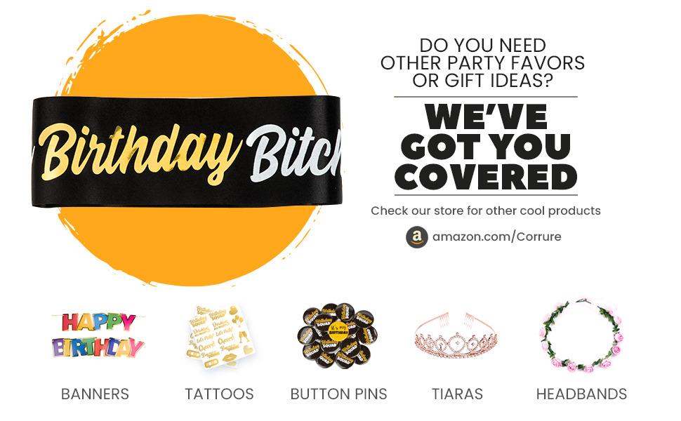 CORRURE Birthday sash for women, men, kids