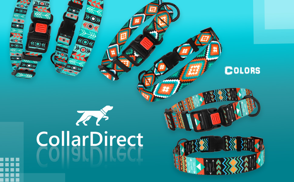 CollarDirect Nylon Dog Collar with Buckle Tribal Pattern
