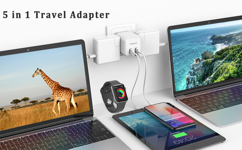 South Africa Power Adapter, TESSAN Type M Travel Adapter Plug with 3 US