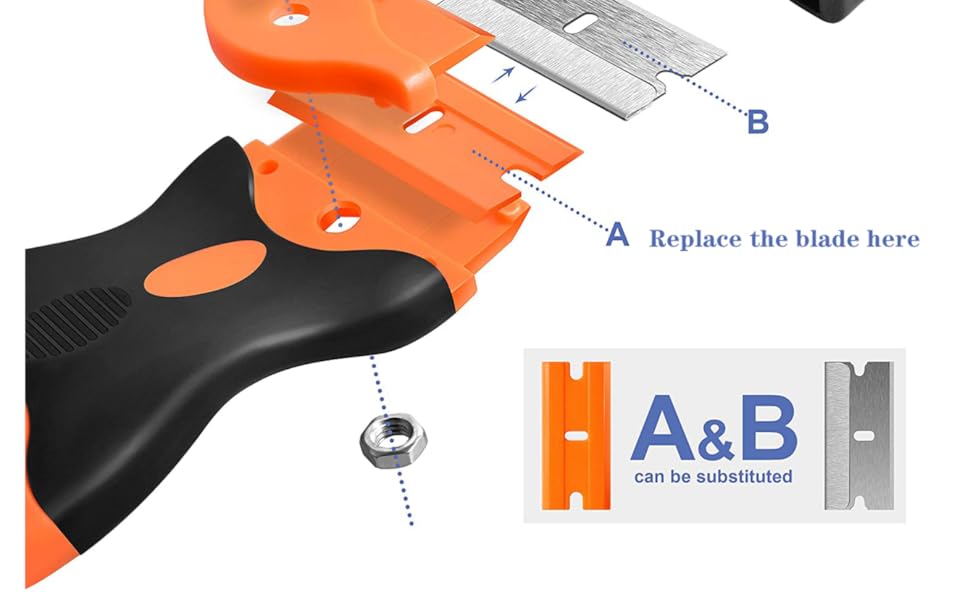 DoubleEdged Razor Blade Scrapers, Scraper Tool for Removing Glue Residue Adhesive Labels Decals