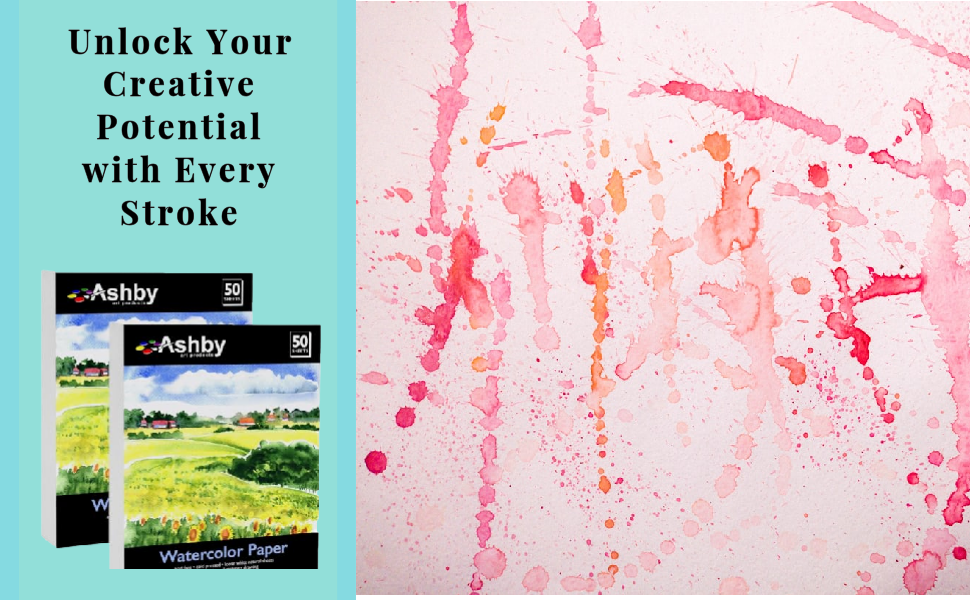 Ashby - 100 Sheets of Practice Watercolor Paper (9" x 12") - 190 GSM, Acid-Free and Cold Pressed. Pe