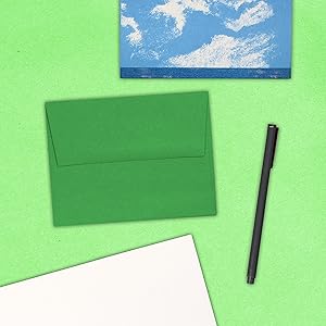 green A2 colored envelope