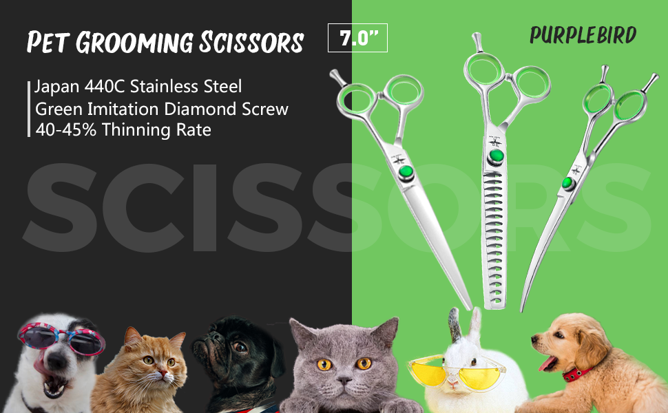 PURPLEBIRD 7 Inch Dog Grooming Scissors Set Professional Dog Scissors