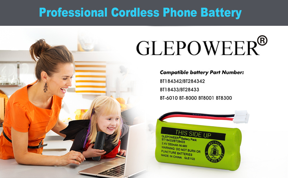 Amazon.com: GLEPOWEER BT18433/BT28433 2.4V 550mAh Ni-MH Cordless Phone ...