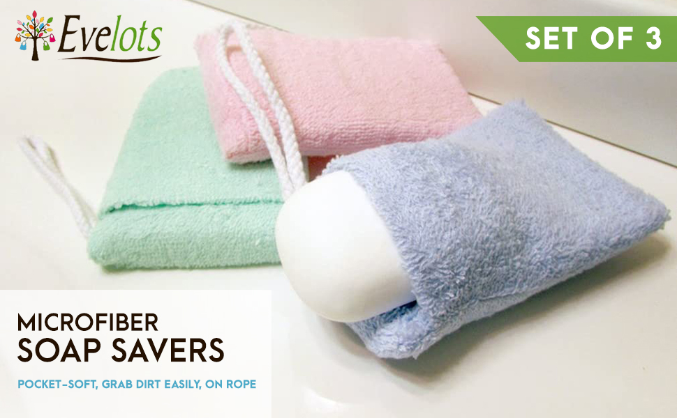 Evelots Terry Cloth Soap Holder, Soap on a Rope, Soap Saver
