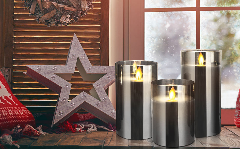 YMing LED Flameless Candles with Timer & Remote Control, Real Wax