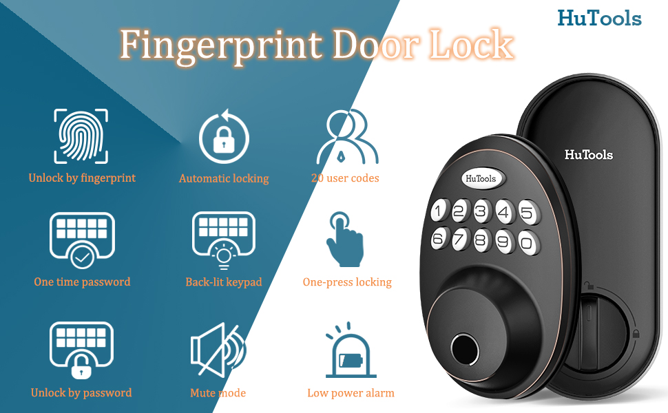 Fingerprint Door Lock, HuTools Keyless Entry Door Locks With Keypads