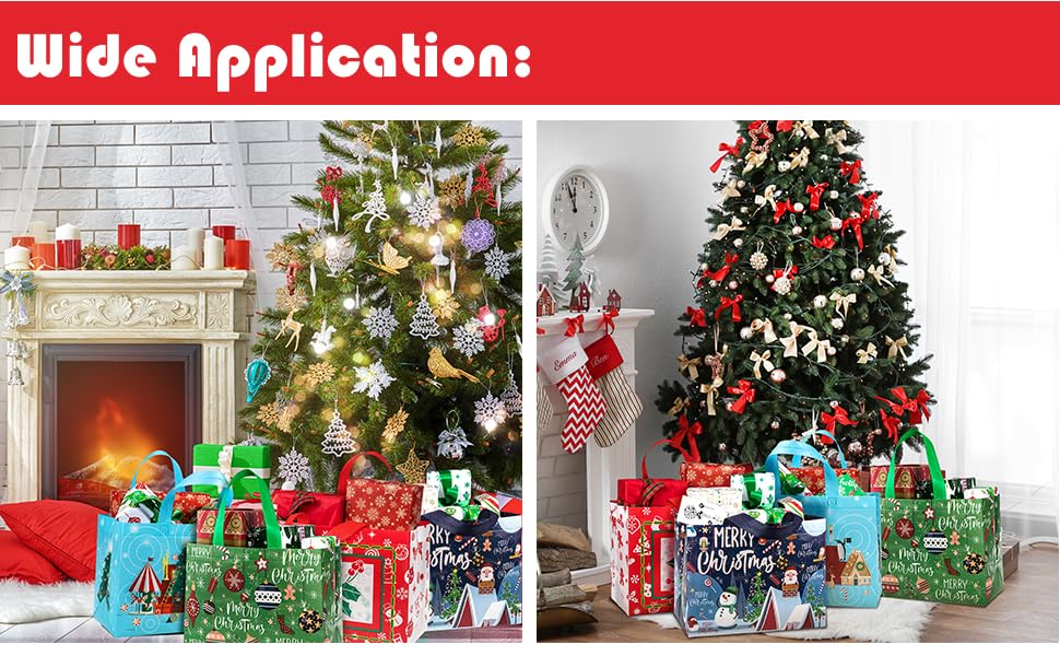 Copper cookie cutter set, 16-piece Whaline 4 Pack Christmas Reusable Grocery Bag,Tote Bag with Handle, Gift Present Bag, Shopping