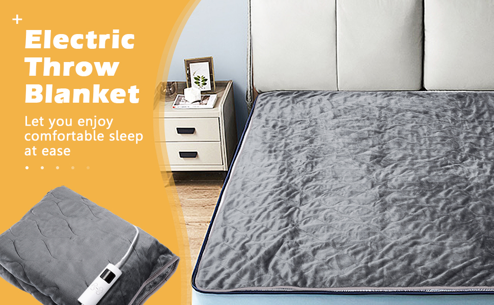 COSTWAY Electric Throw Blanket, Heated Over Blanket 130x160cm, 6 Heat