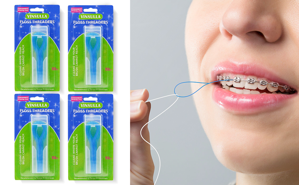 Floss Threaders for Braces, Bridges, and Implants 200 Count