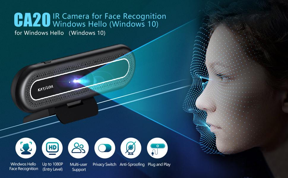 Kaysuda CA20 Face Recognition USB IR Camera for Windows Hello Windows
