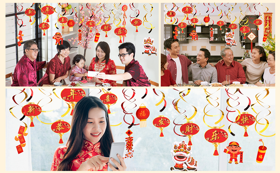 Whaline Pack of 20 Chinese New Year Hanging Decorations Hanging Swirl