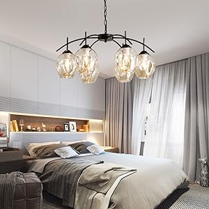 8-Light Glass Chandelier Lighting