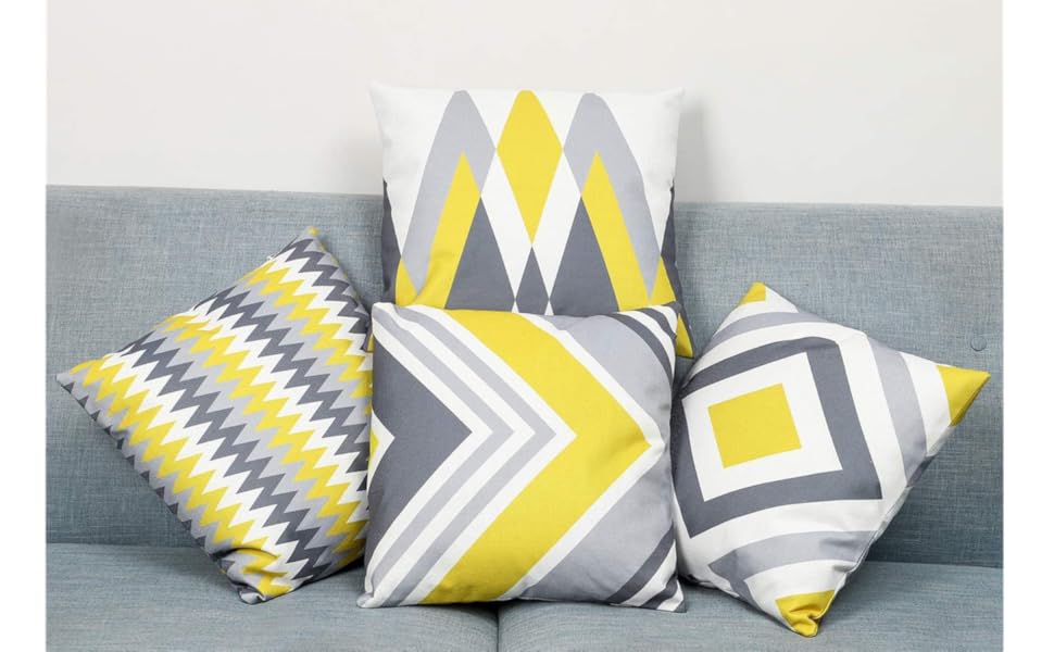 TIDWIACE® Azul Funda de Cojine Funda de Almohada del Hogar Algodón Lino  Decorativa Sofá Throw Cojín Decoración Almohada Caso de la Cubierta para  Sala de Estar sofás 45x45cm,Juego 4 Decoración del hogar