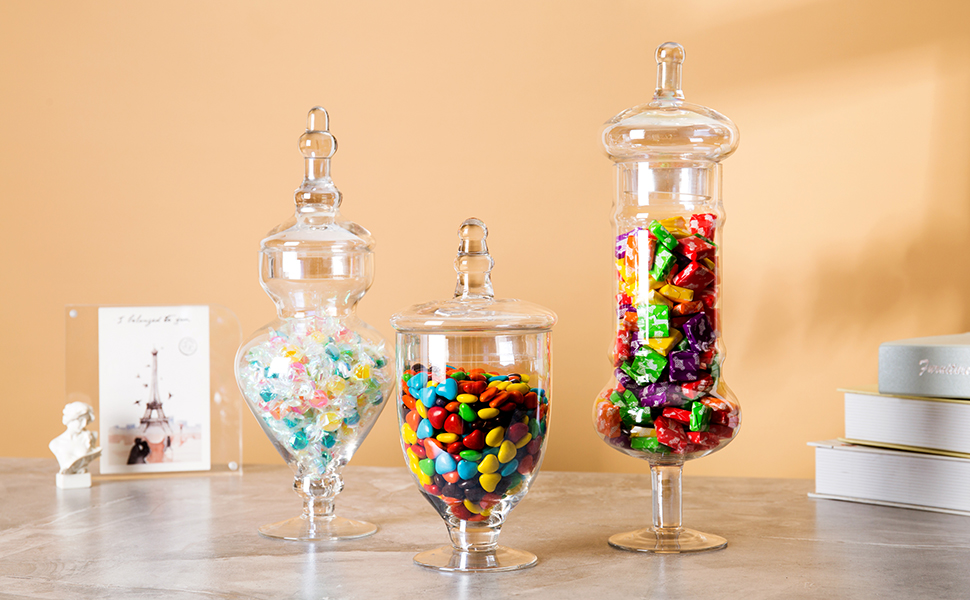 Diamond Star Set of 3 Clear Glass Apothecary Jars Elegant