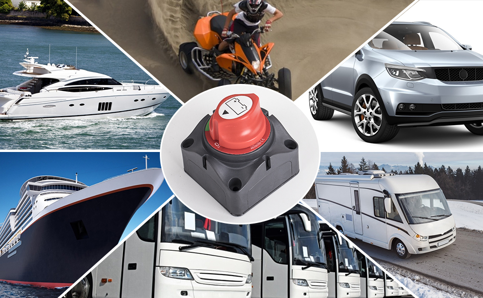 Master Switch batterie 12 V/24 V - batterie Cut Off - Master Isolateur de batterie Déconnecter commutateur batterie de voiture Kill Switch Accessoires pour RV Yacht Bateau Camion Bus Voiture Moto 1