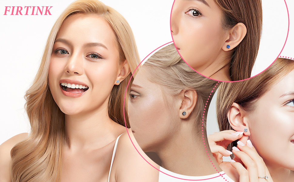 Firtink 5 Pair Titanium Earrings Screw Back Surgical Steel Earrings