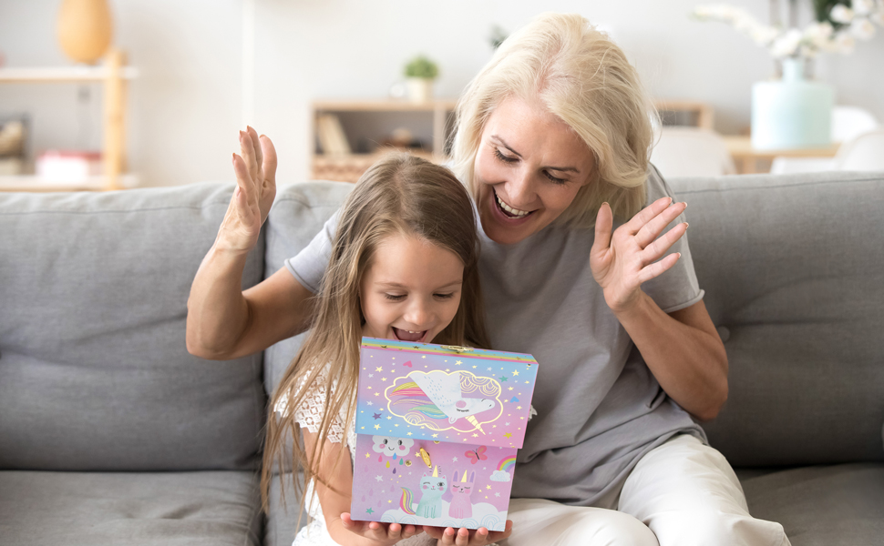 unicorn gifts for girls age 3,4,5,6,7,8,9,10,11,12,13, jewelry box, musical box, jewelry storage