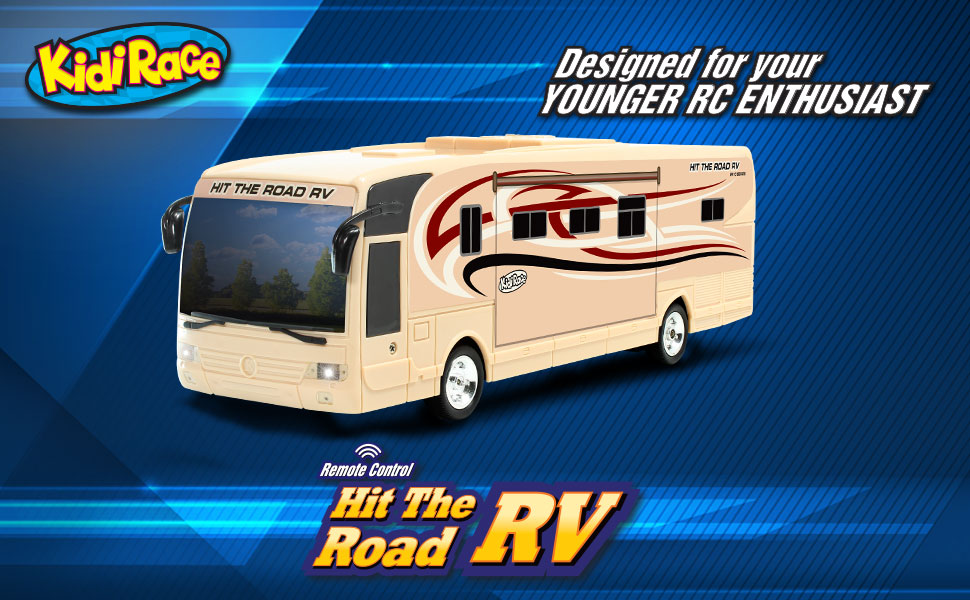 Kidirace Remote Control Toy Camper with Beaming Lights, Rechargeable Battery High
