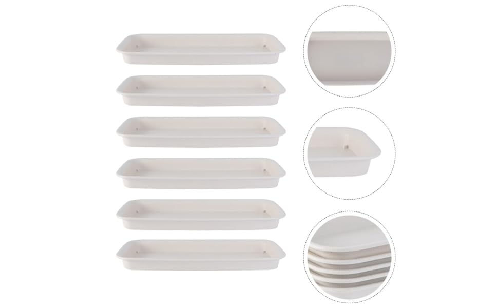 Housoutil 6 PCS Plastic Planter Tray Rectangular Plant Saucer Drip