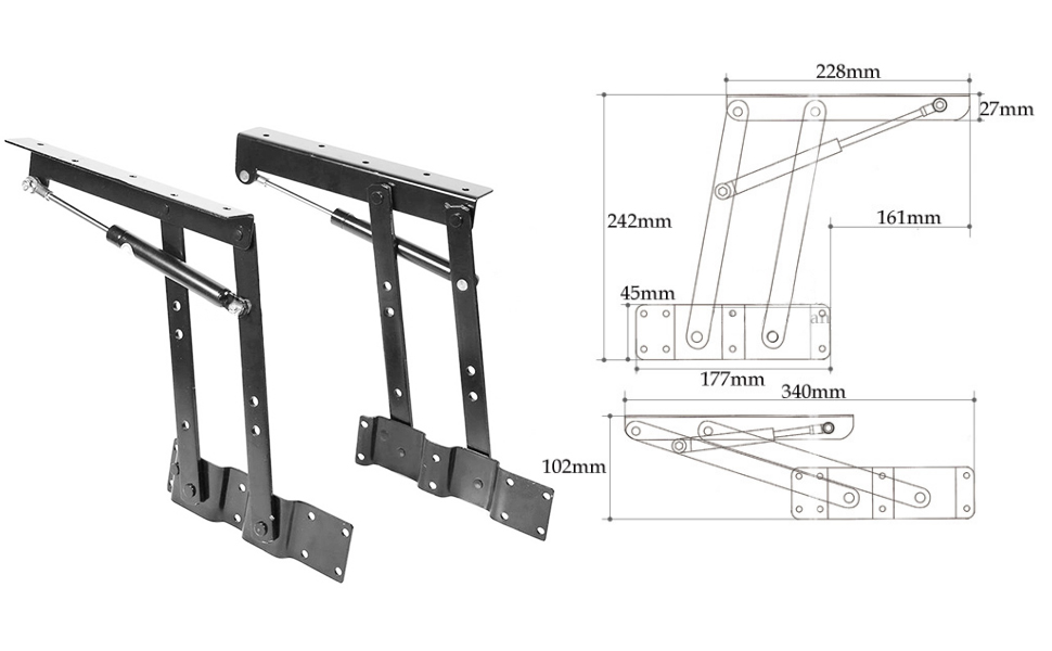 1Pair Gas Hydraulic Folding Lift up Top Table Coffee Table Lifting