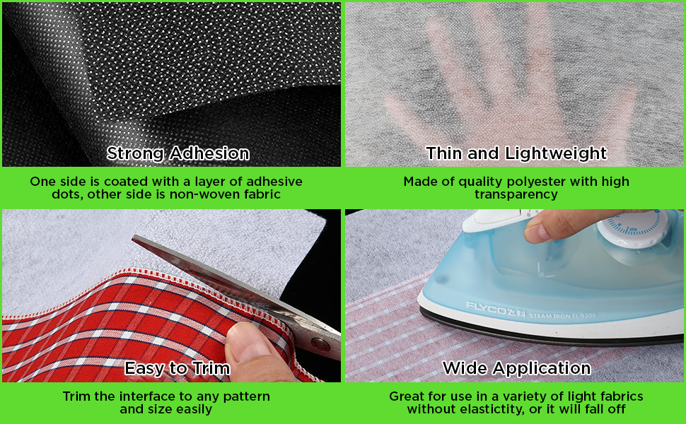 White Light Medium Weight Fusible Sew Iron On Interfacing