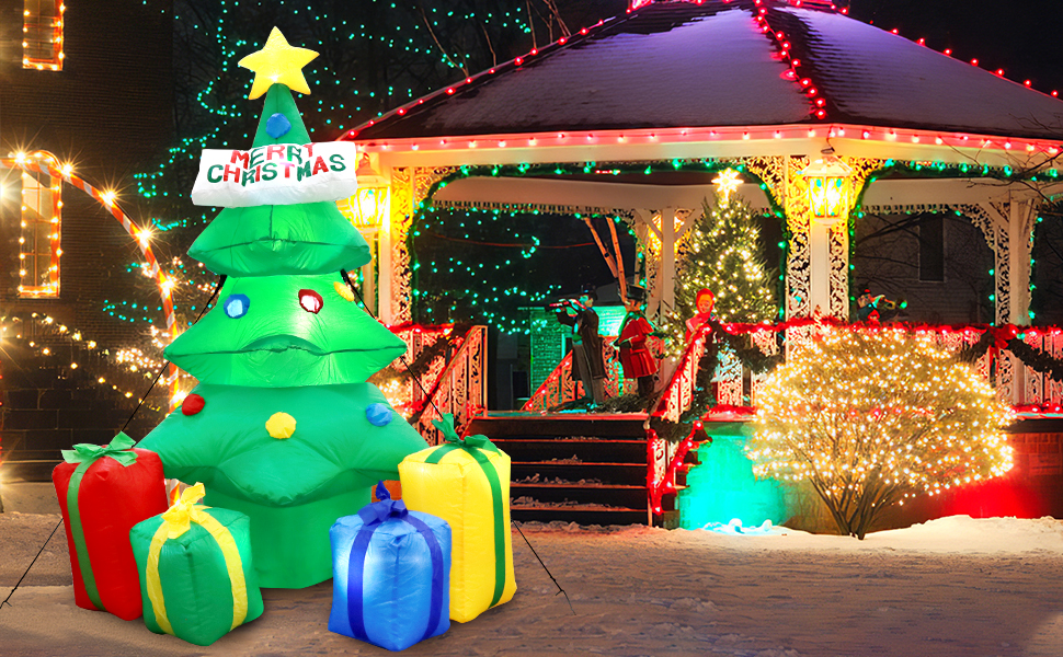Meland Inflatable Chritsmas Tree with 4 Gift Wrapped Boxes