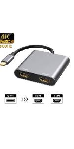 Dual HDMI USB C Adapter