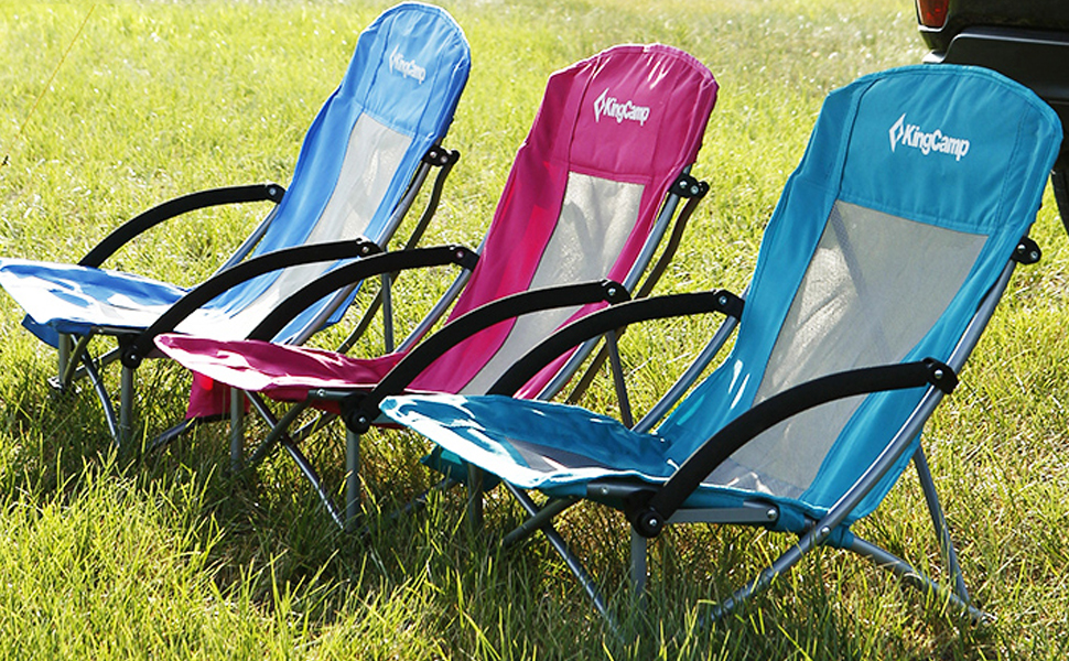 KingCamp Folding Beach Chair Cyan and Rose Red 2 Packs