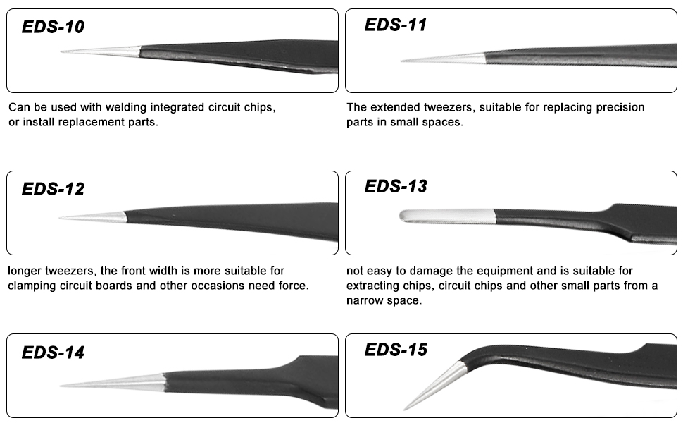 uxcell ESD13 Tweezers, AntiStatic Stainless Steel Non