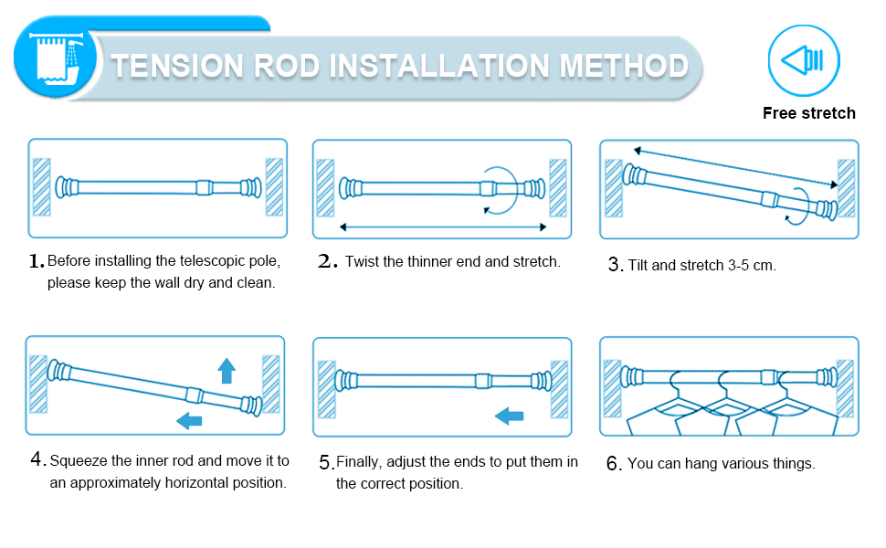 Heavy Duty Tension Rod,Adjustable Shower Rod Tension 28 to