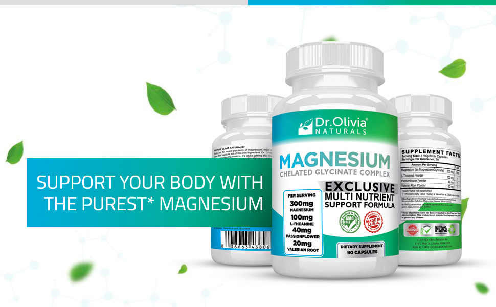 Dr. Olivia's Magnesium Glycinate Complex w/LTheanine Passionflower & Valerian Root