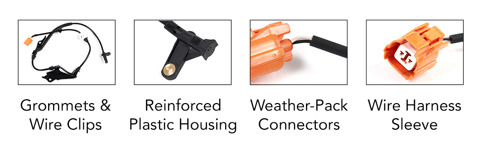 ABS wheel speed sensors grommets wire clips plastic housing weather-pack connectors wire harness