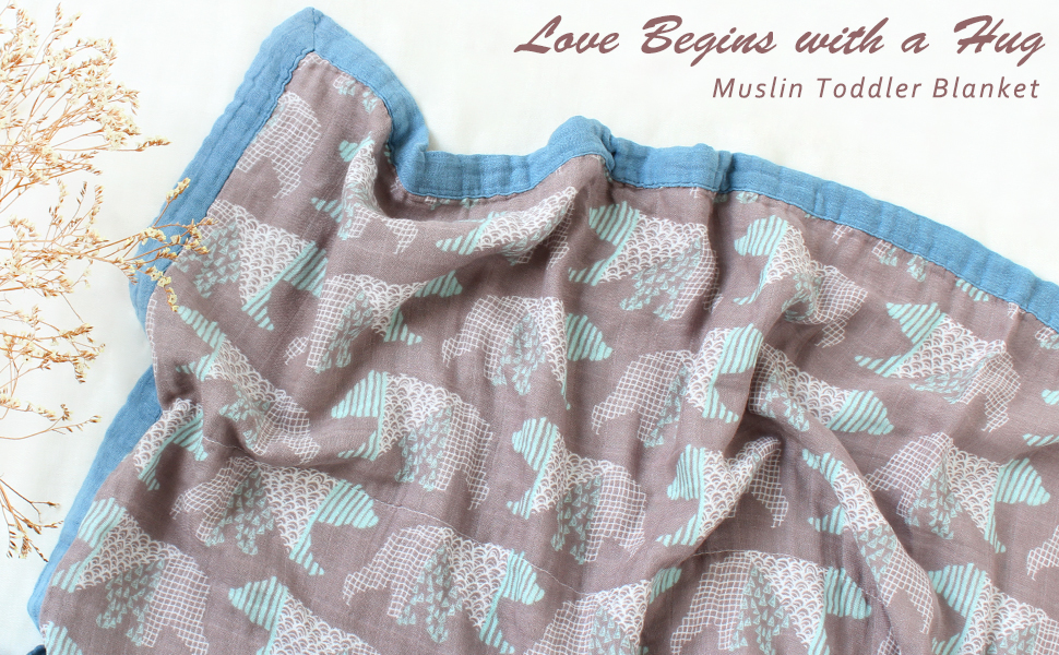 LifeTree Toddler Bed Blankets, 2 Layers Muslin Bamboo