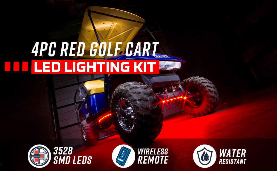 LEDGlow 4pc Red LED Golf Cart Underbody Underglow Accent