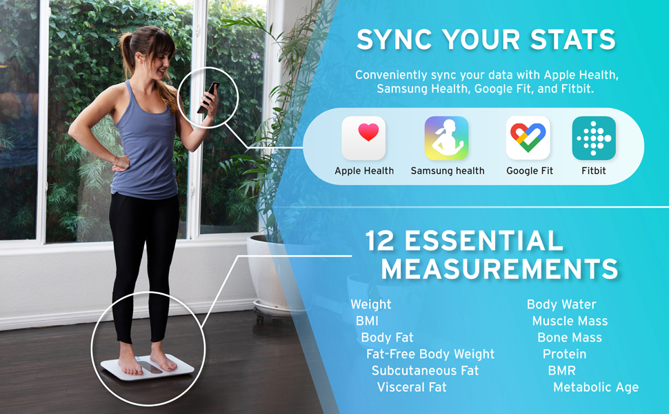Etekcity Smart Bluetooth Body Fat Scale Digital Bathroom Weight Scale With 12 Essential Measurements Large Platform And Clear Lcd Display Ito
