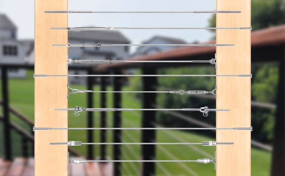 BLIKA 10Pack 316 Stainless Steel Cable Railing Kits fit 3/16" Stainless Steel Wire Rope Cable