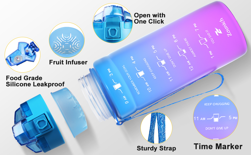 sports water bottle with time marker