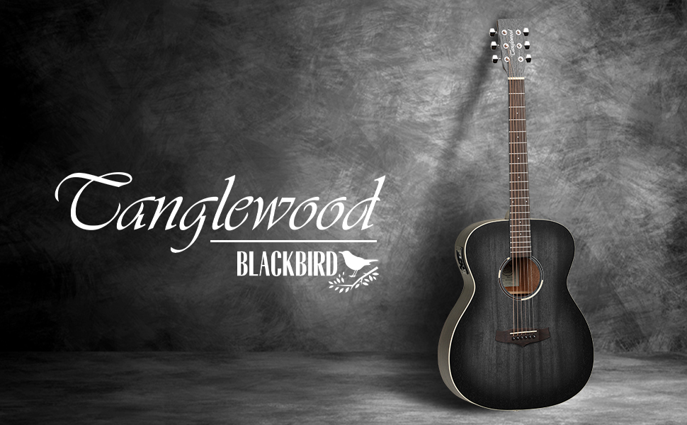 Tanglewood Blackbird Semi Acoustic Guitar, 6 Strings, Orchestra, Smokestack Black Satin Finish 1 SPN-UGL