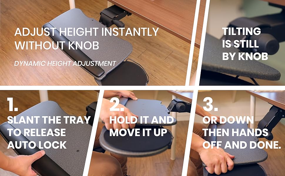 FERSGO Under Desk Keyboard Tray, 20" x 11" Tray, 23" Track , Easy To